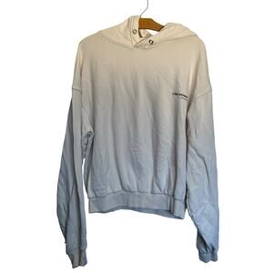 C'est Normal The Basic Hoodie Pullover Sweatshirt Organic Cotton Cream Logo M/L